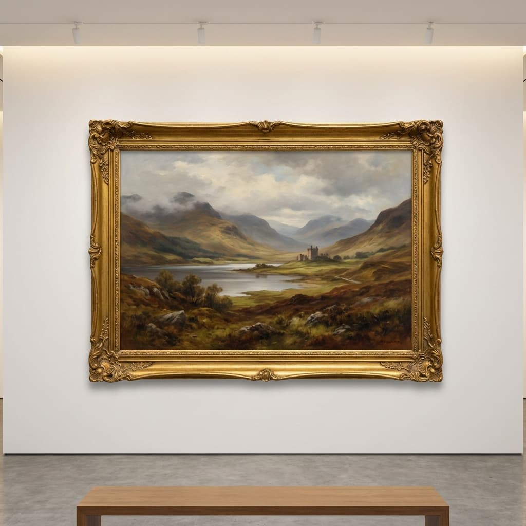 An Impressionist painting in a gallery setting